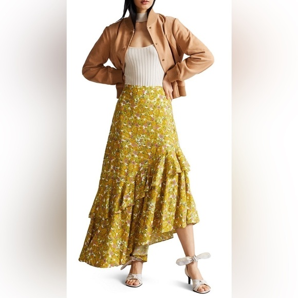 New Ted Baker Asymmetrical Midi Skirt Size 4 (US Size 10)